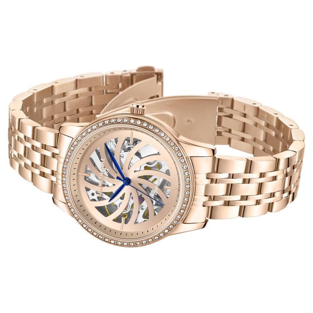 Kenneth Cole Automatic Rose Gold dial Metal Strap Watch for Women-KCWLL0016602LD