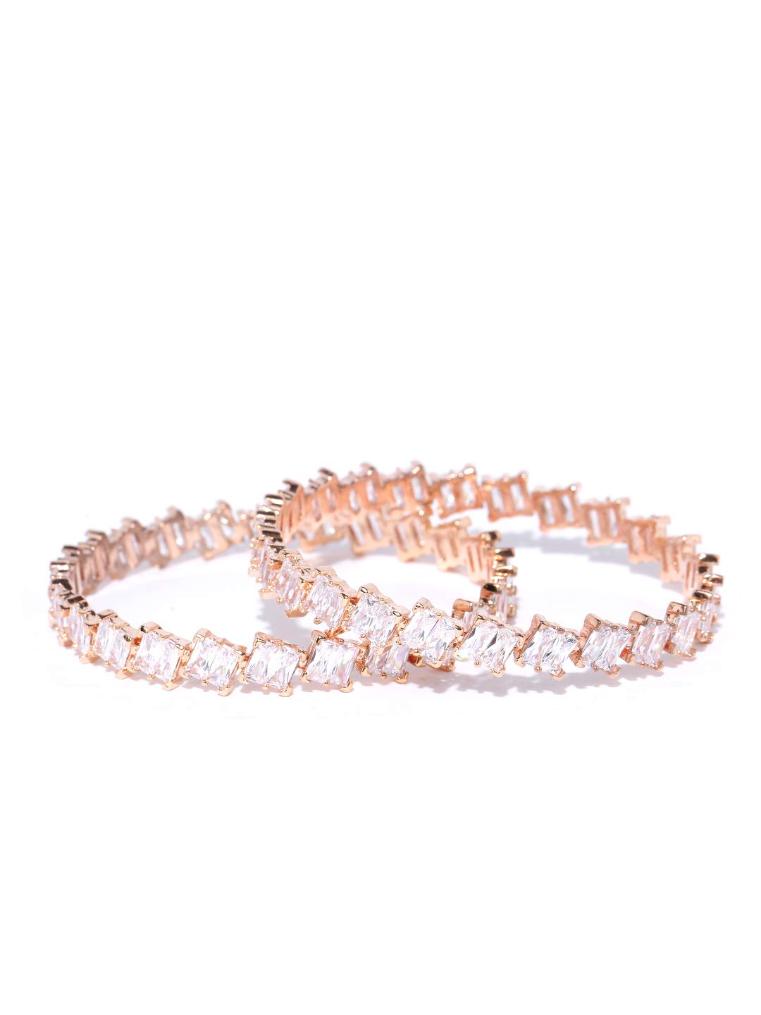 Priyaasi Trendy RoseGold& Off White Zig Zag Design RoseGold Plated Bangle Set For Women and Girls