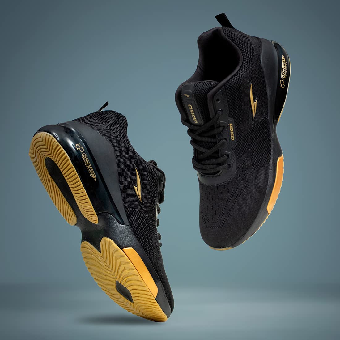 ASIAN Oxygen-01 Men’s Running Shoes | Lightweight Running Shoes | Breathable Mesh, Cushion Comfort, Ideal for Daily Casual Use Black