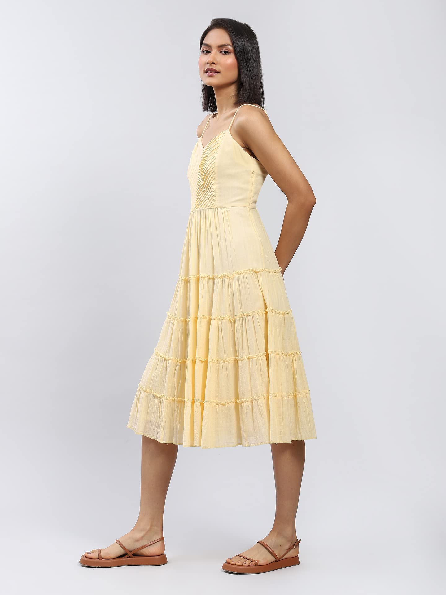 Label RITU KUMAR Strappy Solid Long Dress Yellow