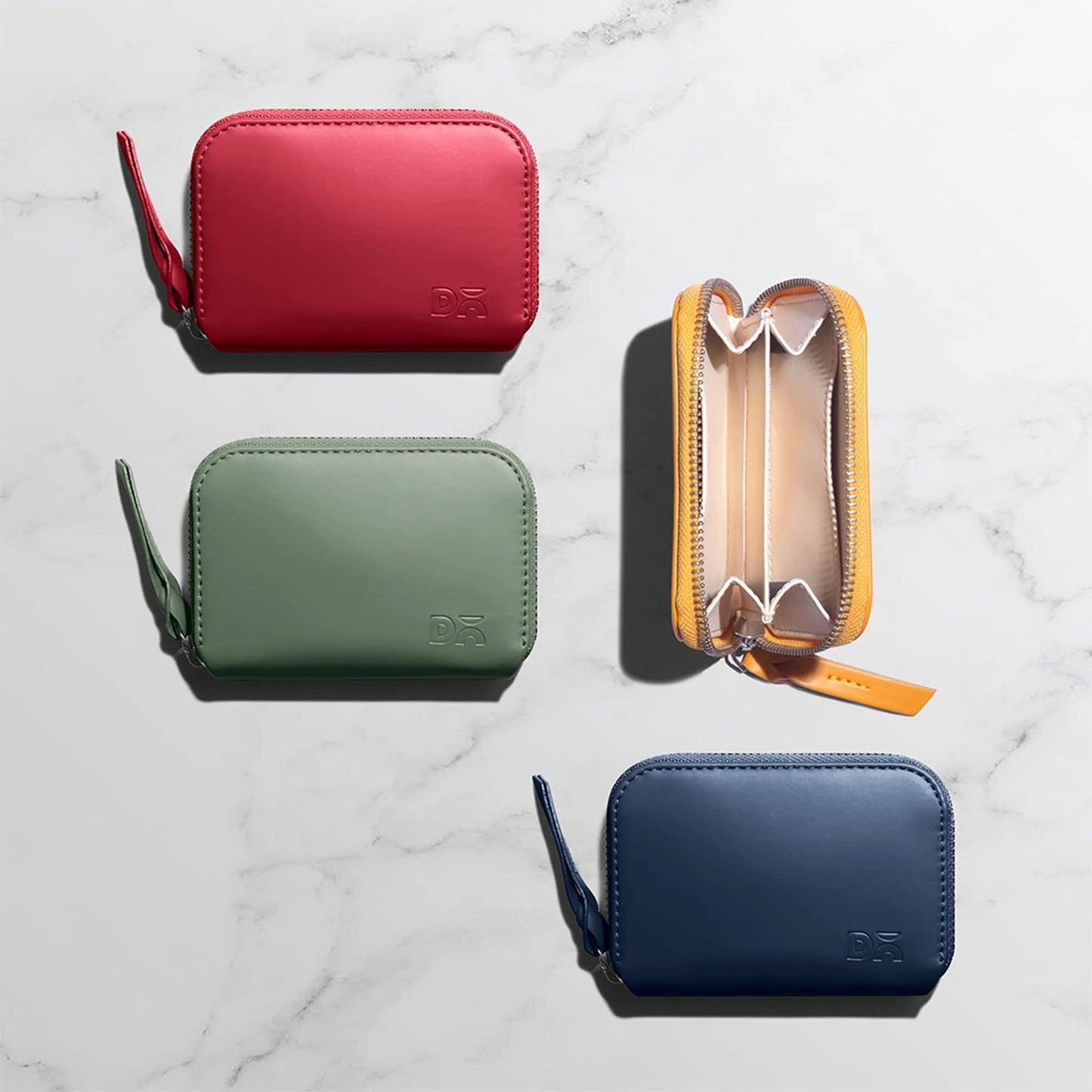 DailyObjects Sap Green Zipper Slim Card & Coin Wallet | Made with Vegan Leather Material | Carefully Handcrafted | Coin Pocket