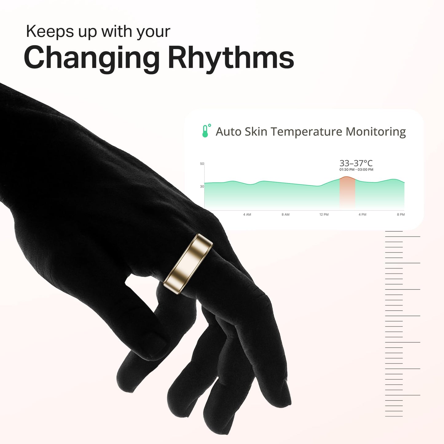 boAt New Launch SmartRing Active Plus, Auto Heart Rate, Sleep, SpO2, Stress & Skin Temperature Monitor, Stainless-Steel Build, Lightweight, 30-Days Battery, Magnetic Charging Case(11, Rose Gold)