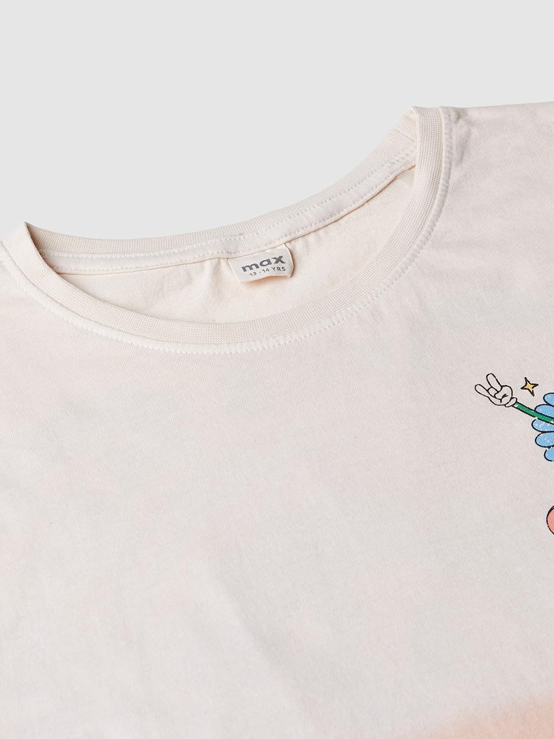 Max Girls Oversized Back Printed T-Shirt (S24EKT20BEIGE)_13-14Y