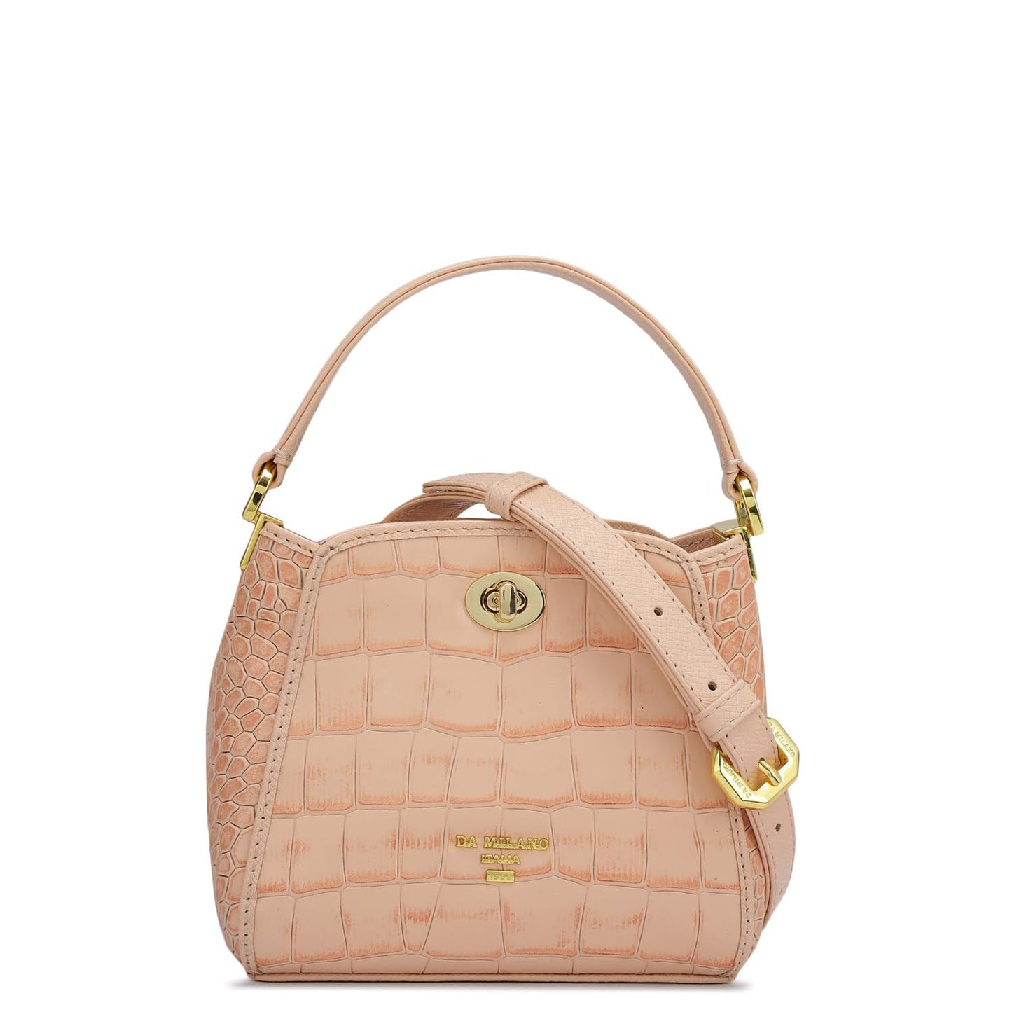 Da Milano Leather Satchel Bag for Women - Pink