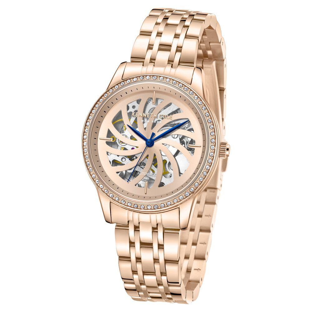 Kenneth Cole Automatic Rose Gold dial Metal Strap Watch for Women-KCWLL0016602LD