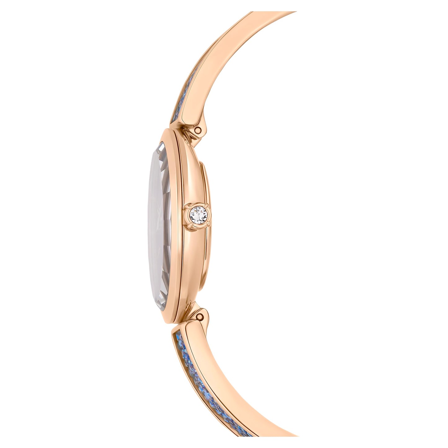 Swarovski Crystal Rock Oval Watch, Swiss Made, Crystal Bracelet, Blue, Rose Gold-Tone Finish