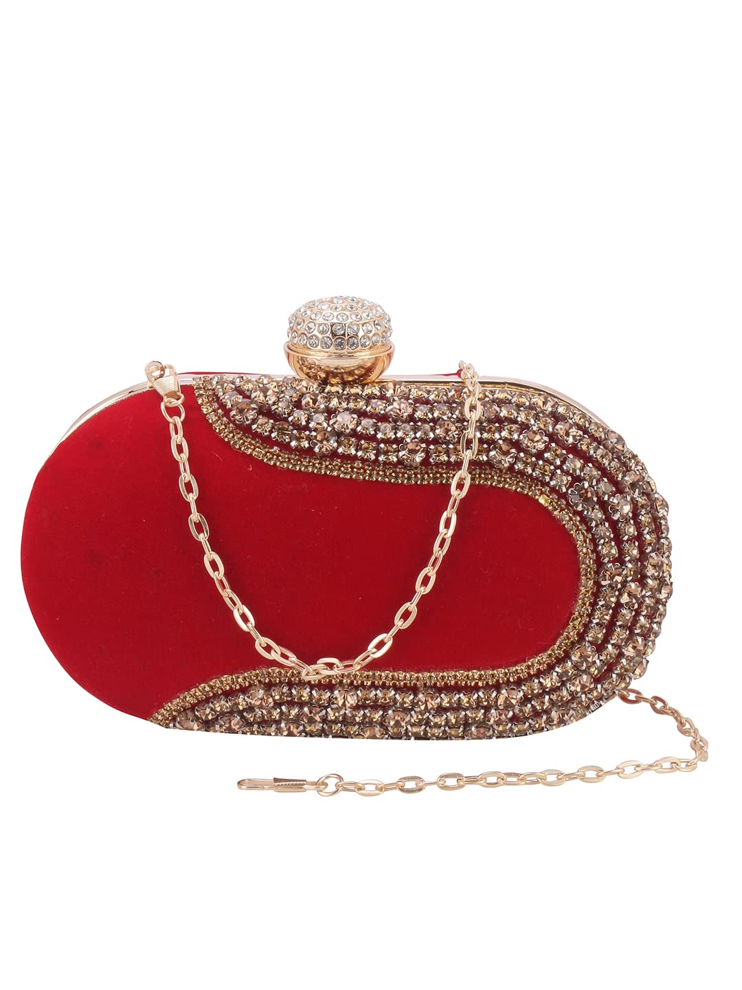 SWISNI Women's Handicraft Beautiful Box Clutch Bag ||Evening Party Clutch Bag Wallet Clutch||Clutch Purses for Women Wedding Handmade Evening Handbags Party Bridal Clutch(Red Color)