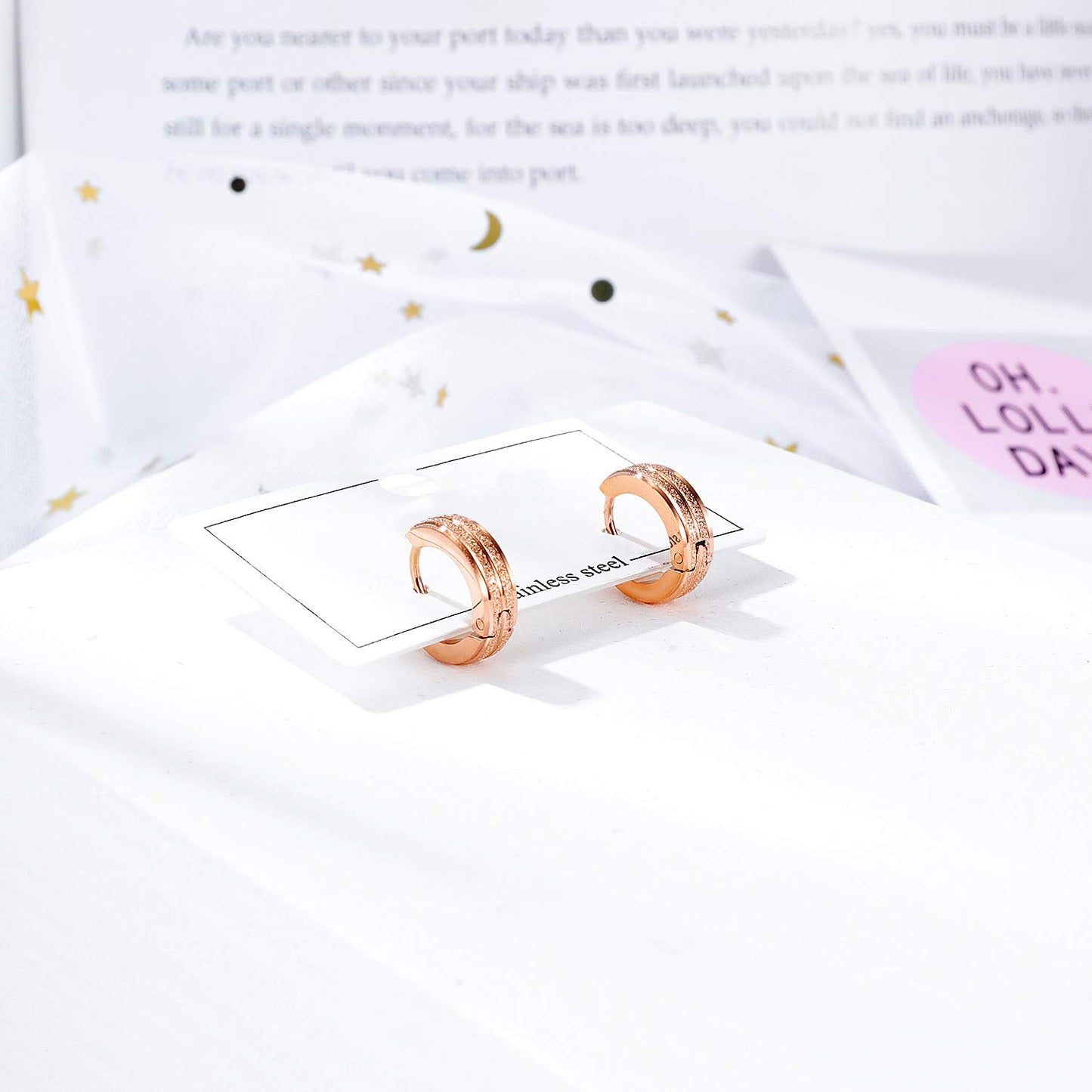 Peora Rose Gold Plated Hoop Huggie Earrings Stylish Design Fashion Jewellery for Men & Women