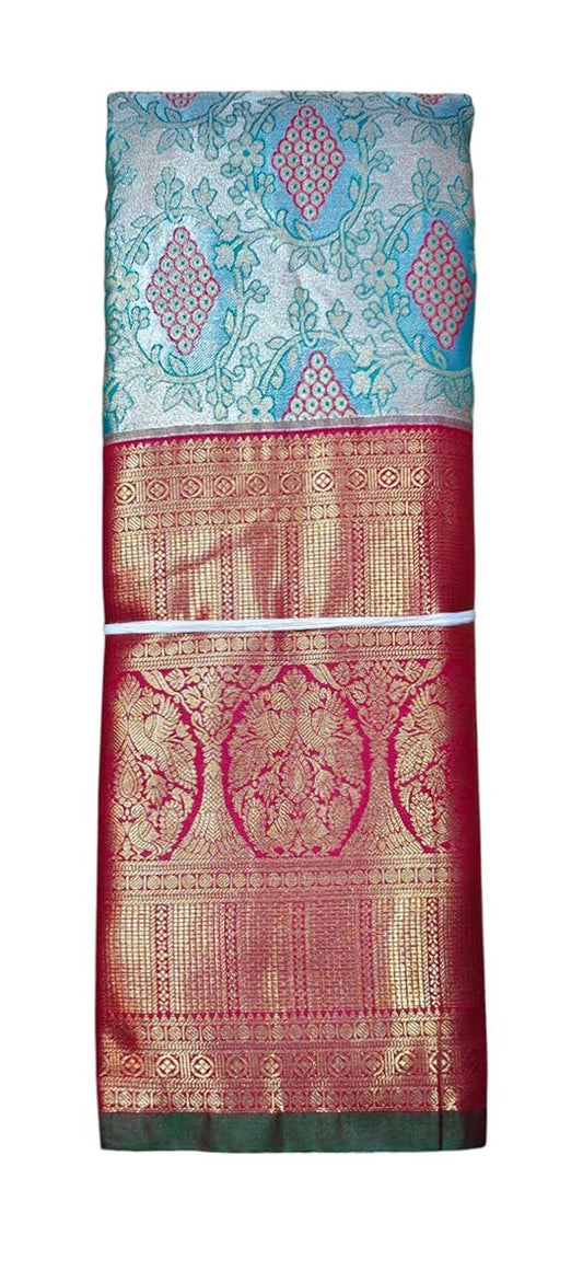 VFCollections Women's Kanchipuram Silk Pure Pattu Sarees With Blouse (VFC508-1)