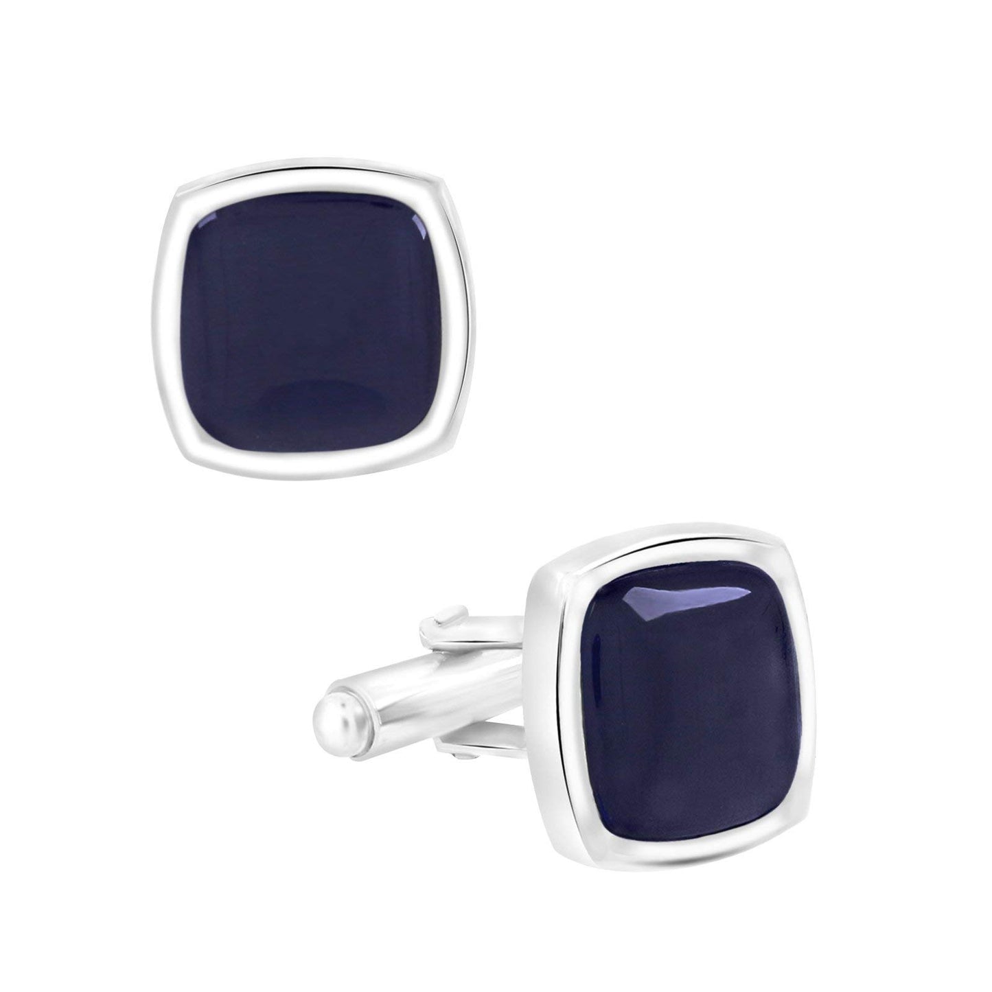 Zivom® Indigo Blue Silver Office Formal Shirt Blazer Cufflinks Pair Men Gift Box