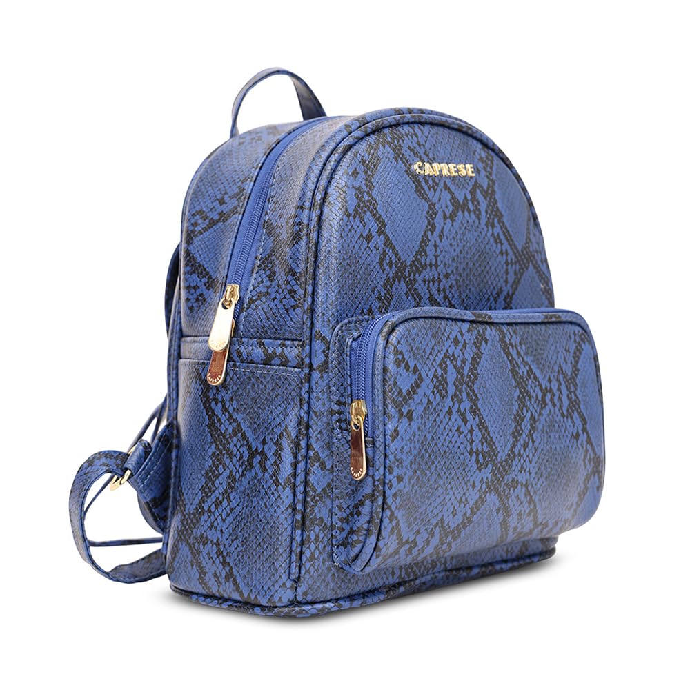 Caprese Draco Casual Backpack, Small | Fashion Backpack for Women with Adjustable Strap & Secure Zip Closure | Spacious, Versatile for Everyday Outings and Travel (Blue)