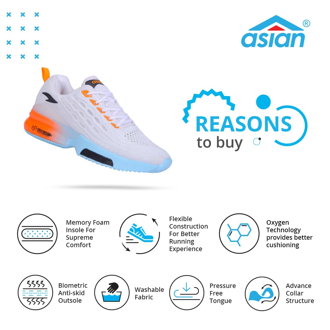 ASIAN Men's Oxygen-05 Casual White Sneaker Shoes for Men's & Boy's,UK 9