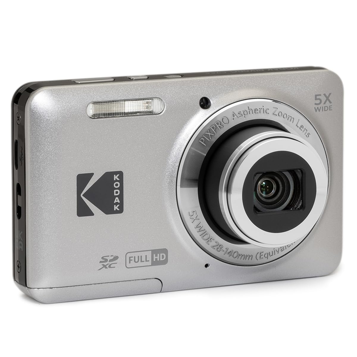 KODAK PIXPRO FZ55-GRY 16MP CMOS Sensor Digital Camera 5X Optical Zoom 28mm Wide Angle 1080P Full HD Video 2.7" LCD Vlogging Camera, Gray