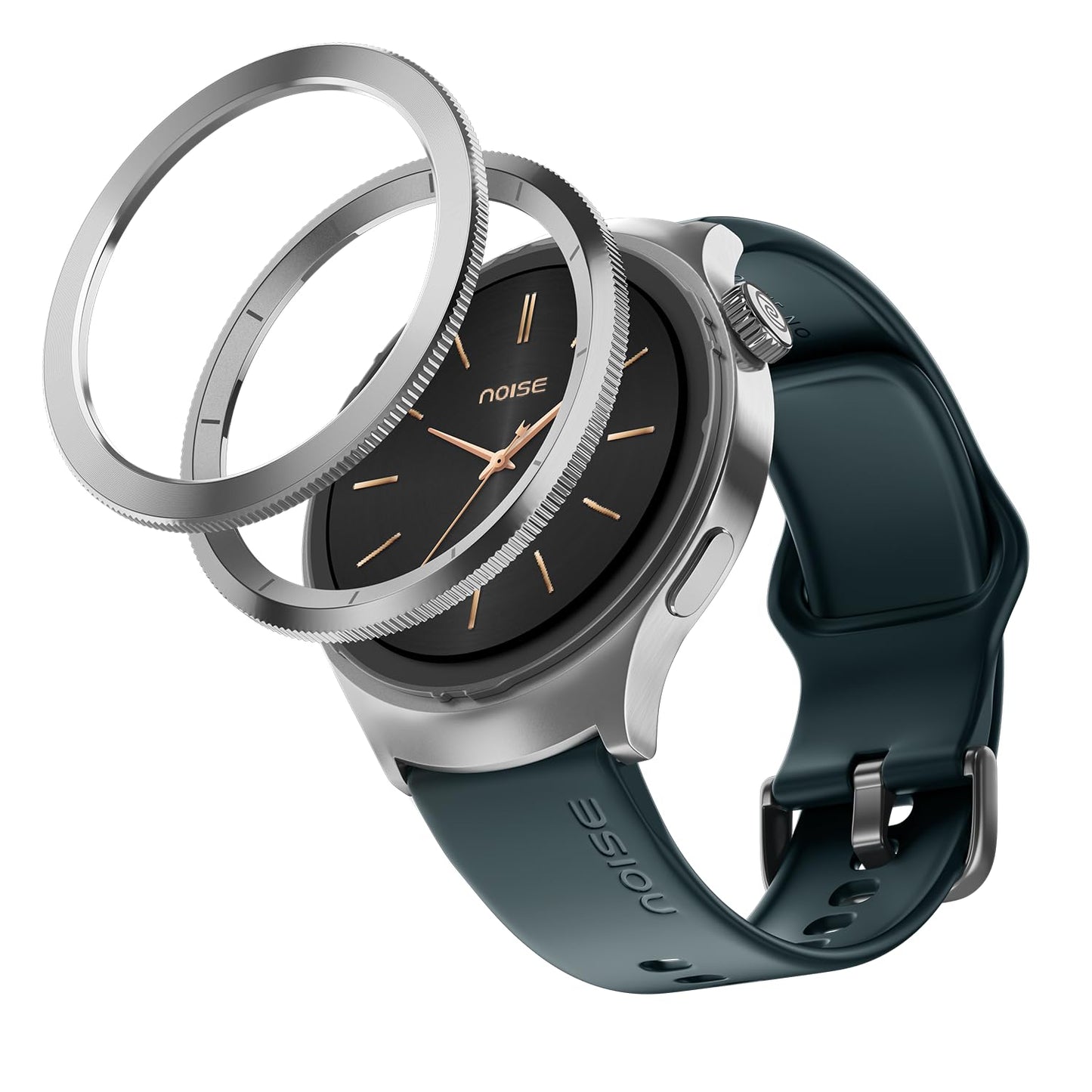 Noise Halo 2 MOD Smart Watch with Swappable Bezel Editions (Classic, Statement), 1.46" AMOLED, Smart Island, BT Calling, Metallic Build, Health Suite, Upto 7 Days Battery (Silver Green)