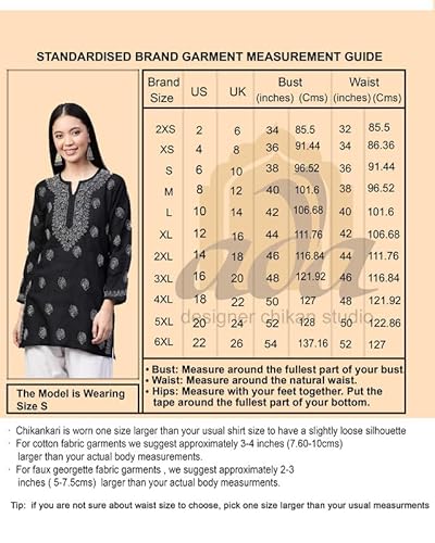 Ada Hand Embroidered Peach Cotton Short Kurta Kurti Lucknow Chikankari Top Tunic for Women A911465 (XL)