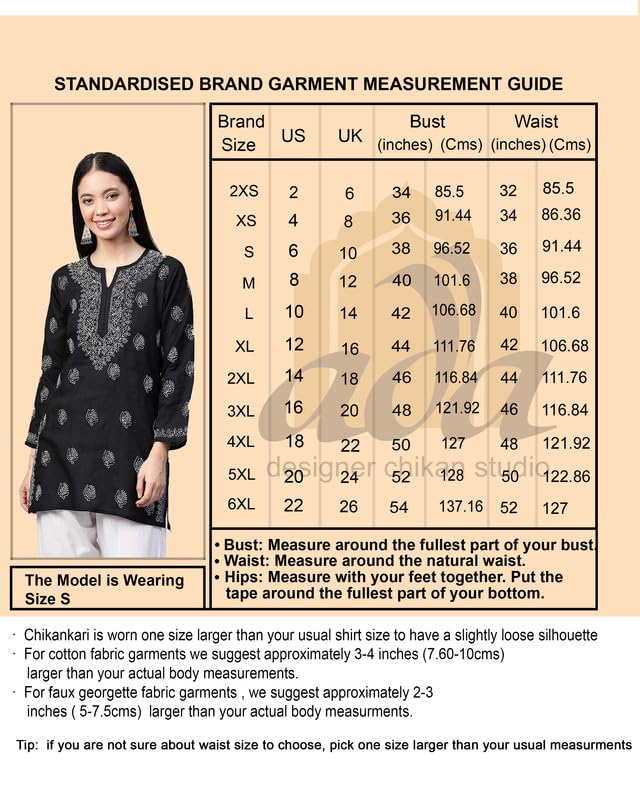 Ada Women Cotton Relaxed Fit Hand Embroidered Green Short Kurta Kurti Lucknow Chikankari Top Tunic A911461 (XS)