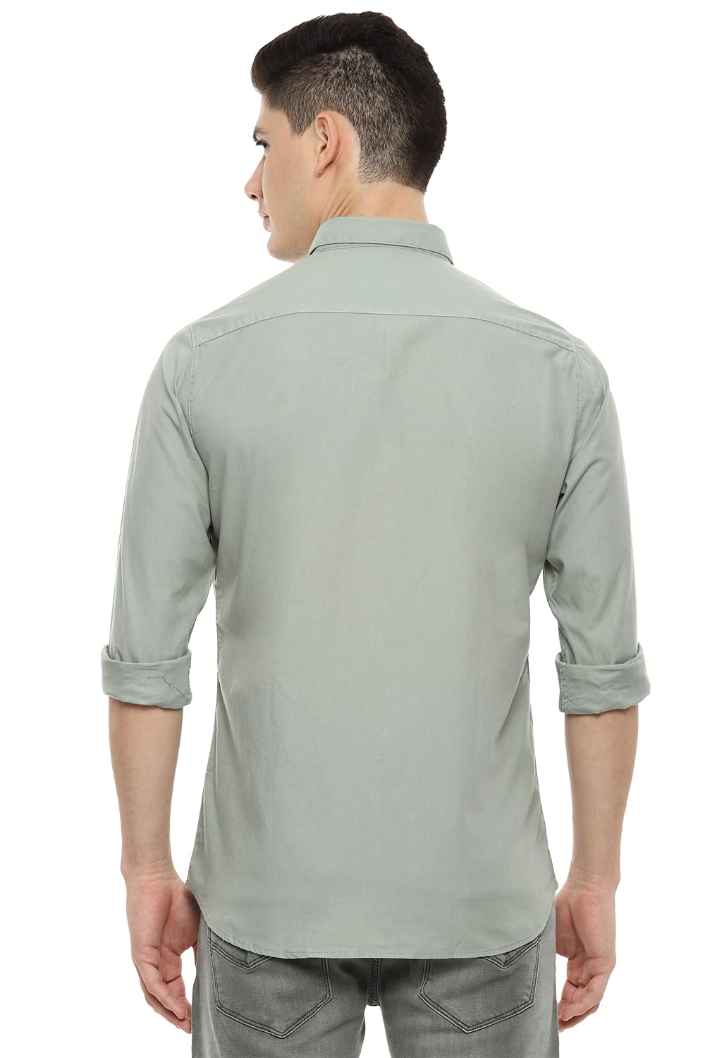 Van Heusen Sport Men's Solid Slim fit Casual Shirt (VSSFLSLBK03965_Olive 40)