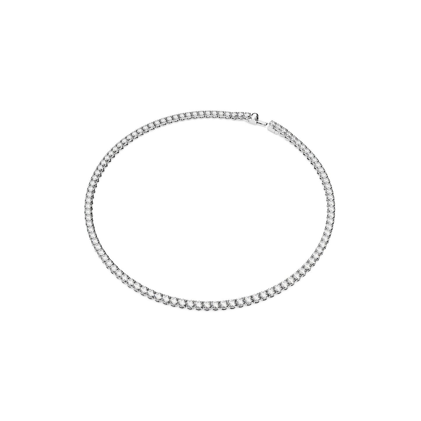 Swarovski Matrix Tennis Necklace and Stud Earrings Set, Round cut, White, Rhodium plated