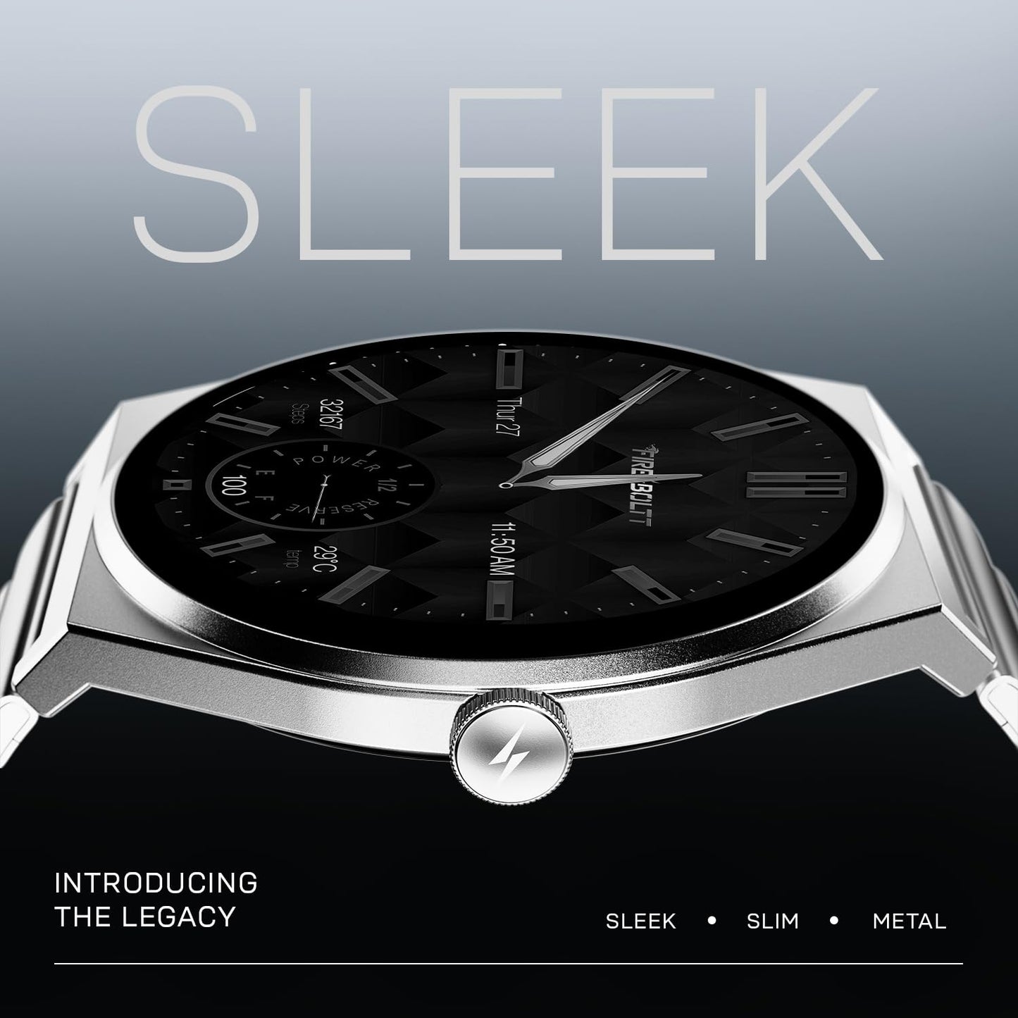 Fire-Boltt Phoenix Nova Smartwatch 1.43” Slim Super AMOLED Display, 466x466 Pixel Always-On Display, Bluetooth Calling, Health Tracker for Men & Women Titan Silver