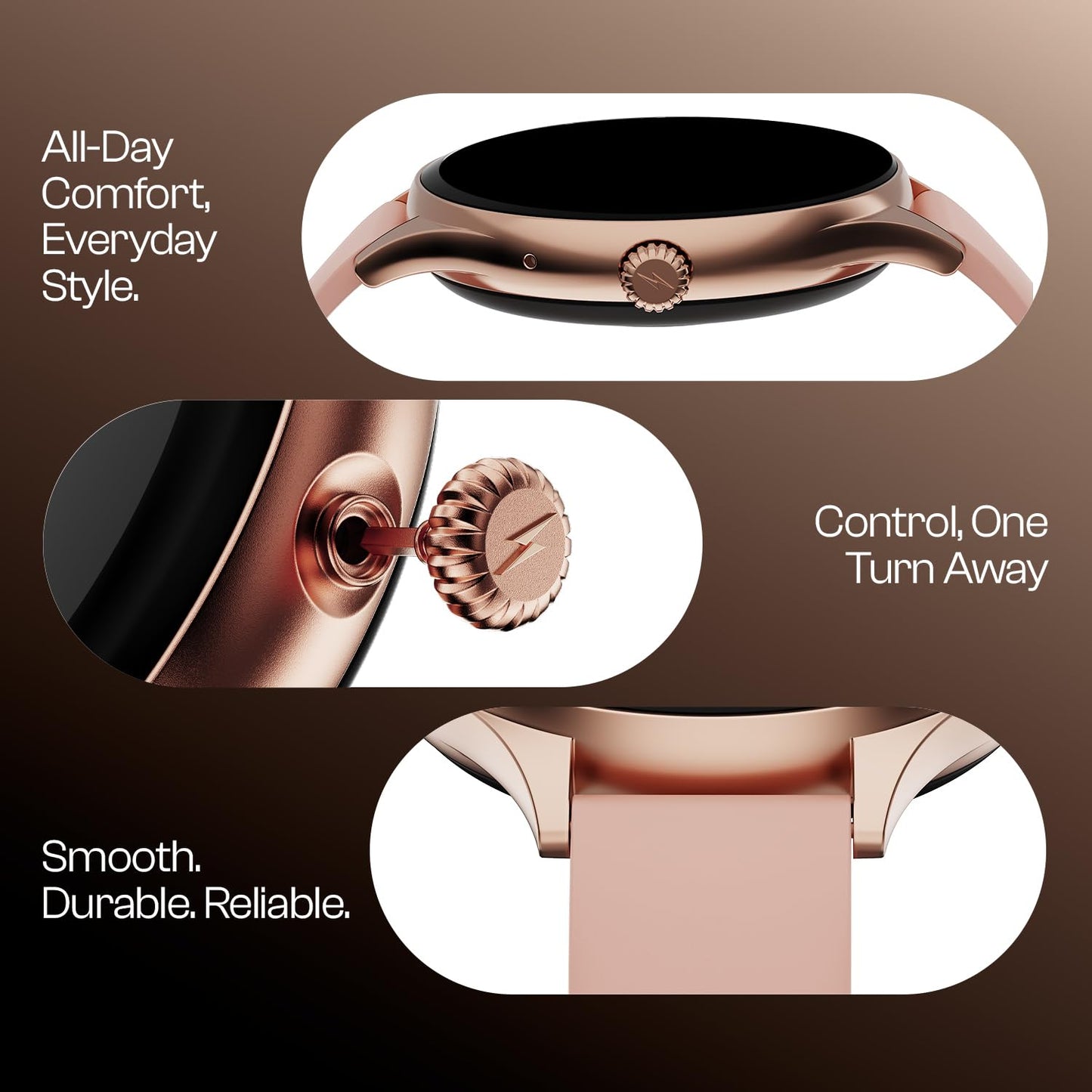 Fire-Boltt Phoenix Air Smart Watch 1.26” Round Display, Rotating Button, Wireless Charging, Ultra Lightweight Metal Body, Bluetooth Calling, Smartwatch with Silicone & Mesh Steel Straps Petal Pink