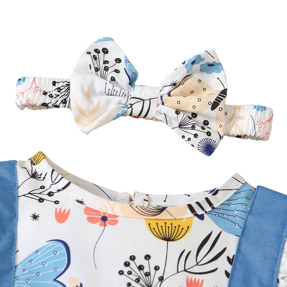 Hopscotch Girls Graphic Cotton Butterfly Sleeves Fit Flare Plain Casual Dresses in Blue Color for Ages 9-12 Months (GOO-4681165)