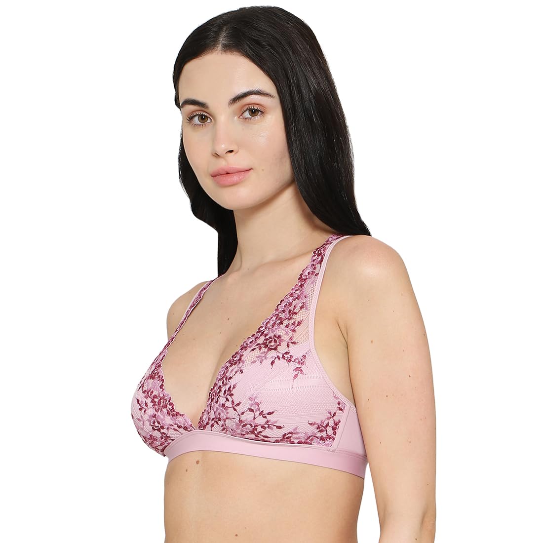 Embrace Lace Non Padded Non Wired 3/4th Cup Bridal Wear Medium Coverage Lace Bralette - Light Pink (38)