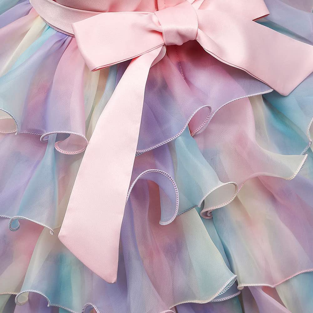 Hopscotch Girls Fit And Flare Knee-Length Polyester Bow Applique Sleeveless Party Dress in Peach Color for Ages 3-4 Years