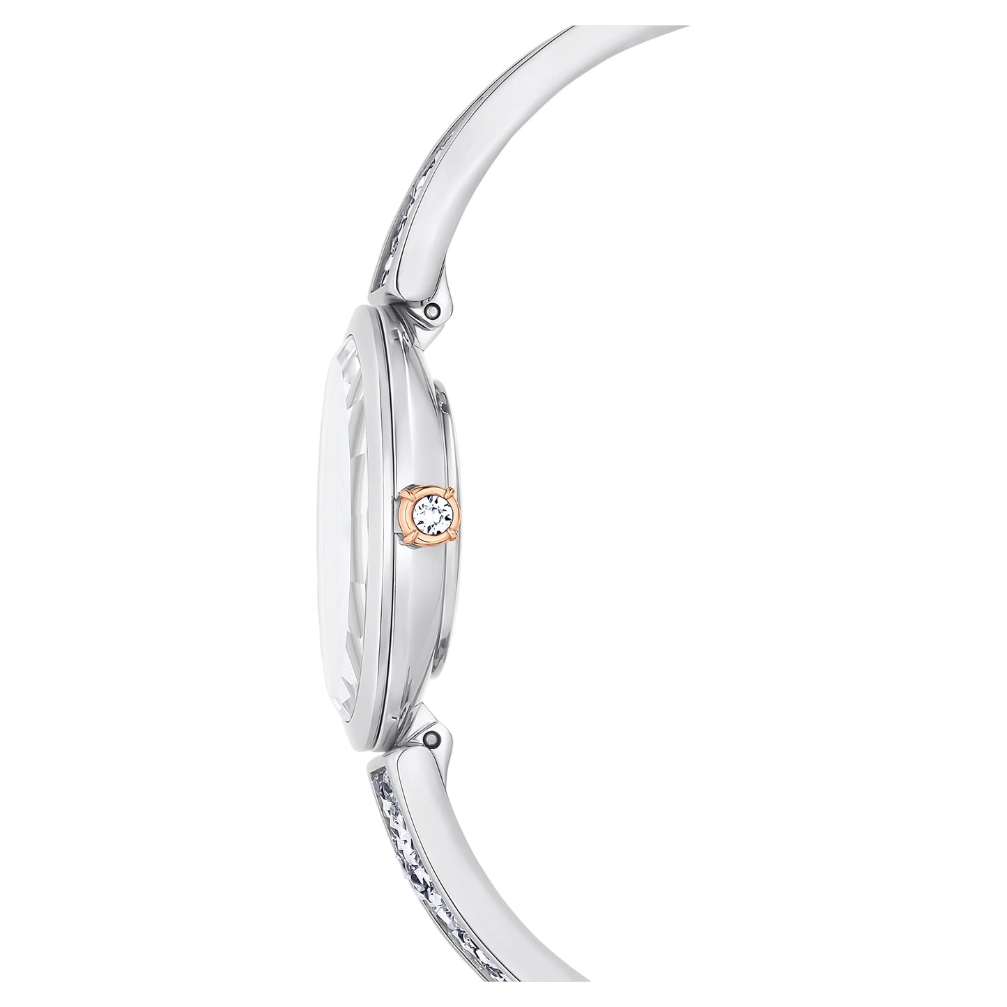Swarovski Crystal Rock Oval Watch, Swiss Made, Crystal Bracelet, White, Stainless Steel