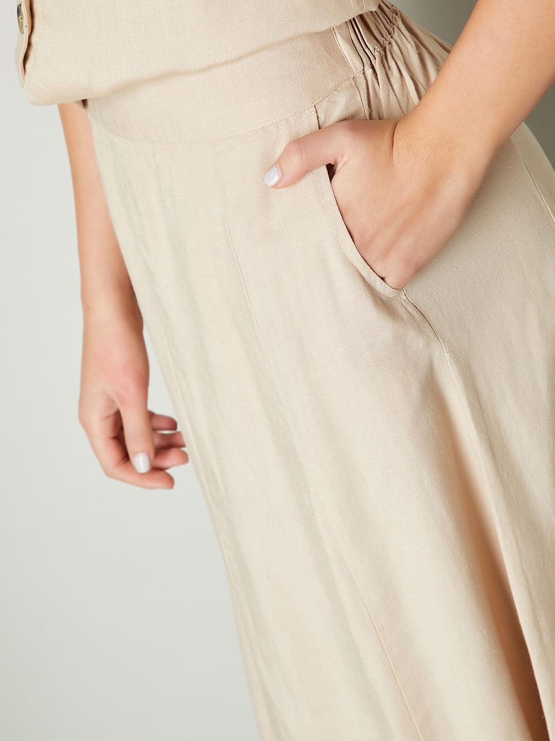 Max URB_N Women Solid A-line Skirt (Cream_16)