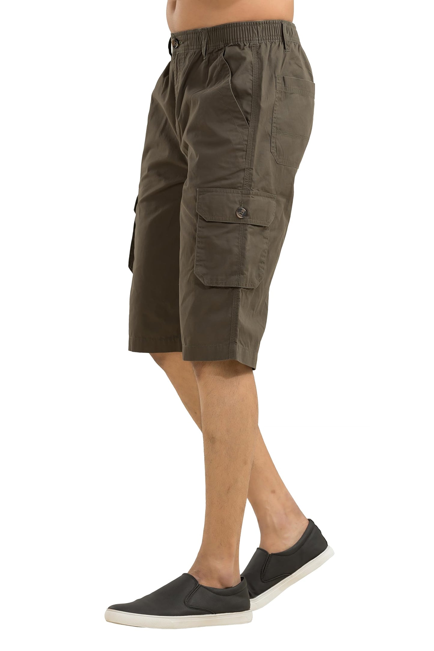 BELANO Men's Olive Cotton Regular Fit Cargo Long Shorts (in, Numeric, 28, Regular, Olive)