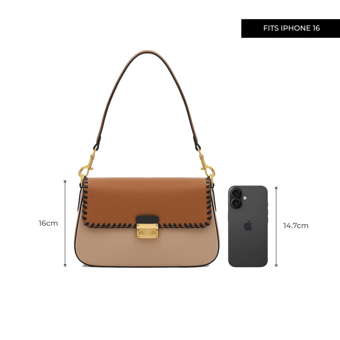 Miraggio Sarah Shoulder Bag For Women | Stylish Shoulder Bag For Party | Structured Shoulder Handbag | Gift For Women (Brown)