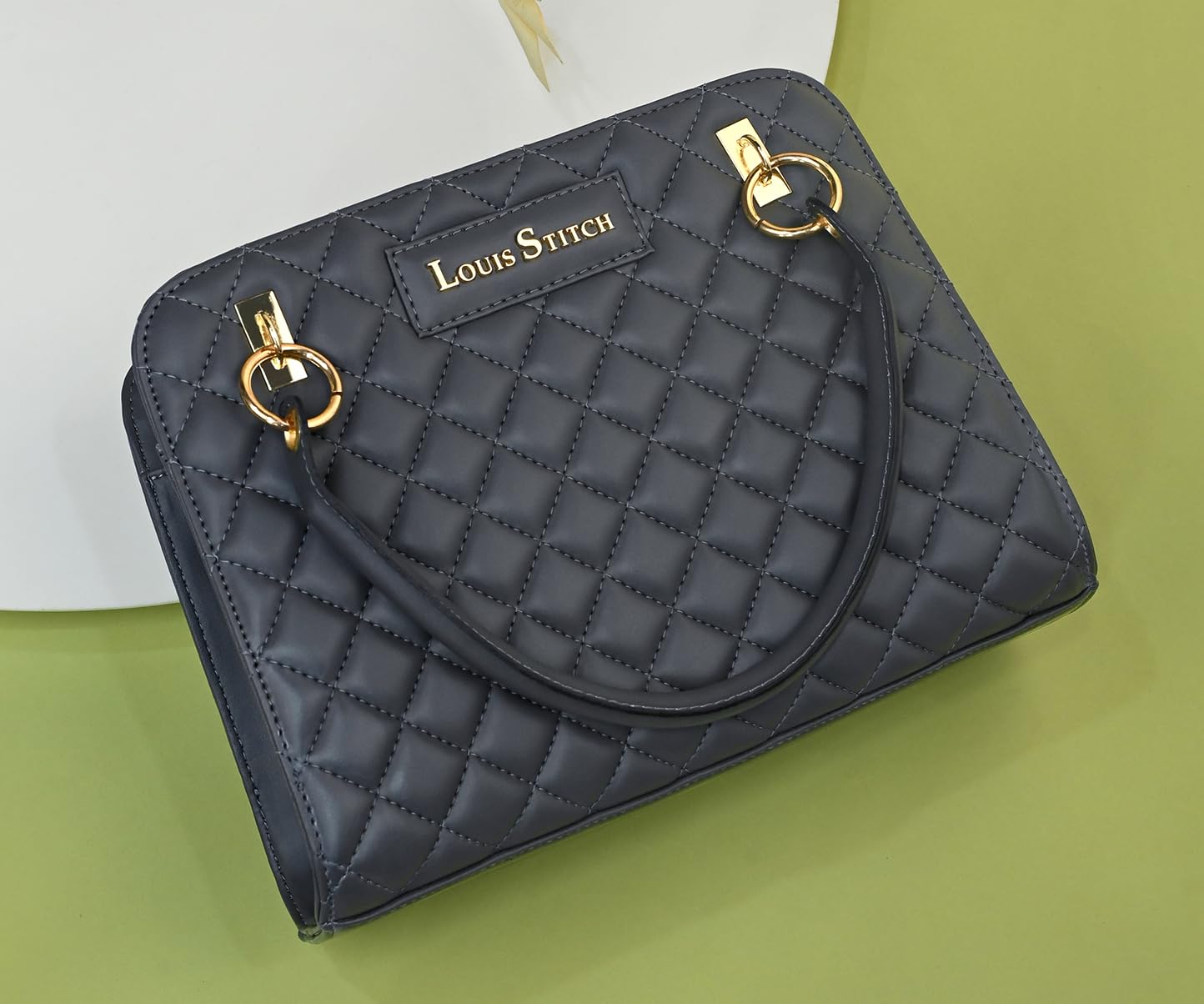 LOUIS STITCH Dark Grey Shoulder Bag for Women | Stylish Satchel Handbag Purse for Ladies with Zip Closure | LDB-03-CUFLDG