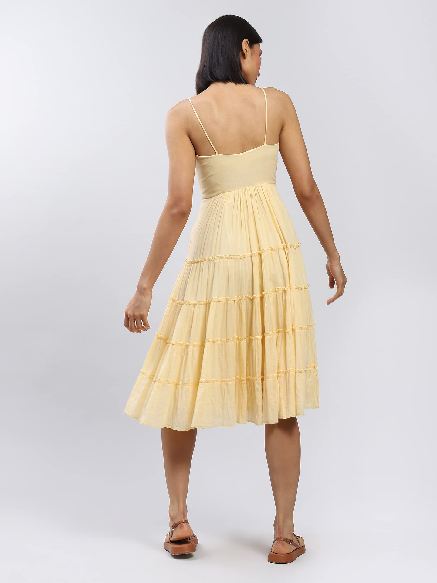 Label RITU KUMAR Strappy Solid Long Dress Yellow