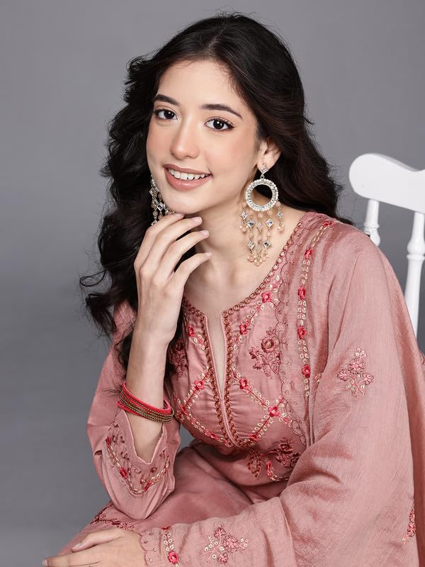 Ahalyaa Women's Silk Blend Kurta Set (GI-AHKUPNDU-COMBO-1135_Mauve