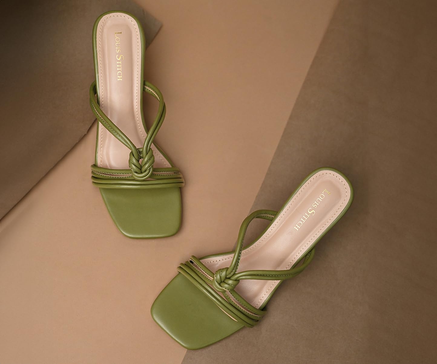 LOUIS STITCH Women’s Slip-On Pointed Heel Sandals | Open Toe Mint Green Stylish Stiletto Heel Sandal for Ladies, Fashionable Sandal | LSOF-LDPH-CKMT