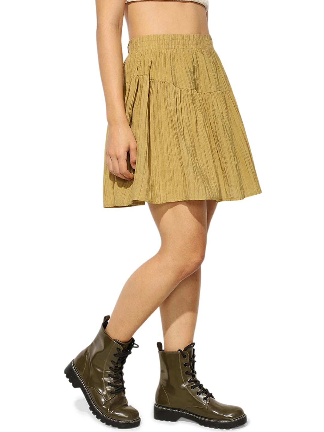 ONLY Flared High-Rise Khaki Skirt