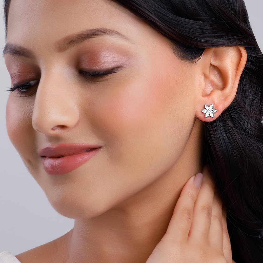 GIVA 925 Silver Flowery Snowflake Studs| studs to Gift Women & Girls | With Certificate of Authenticity and 925 Stamp | 6 Months Warranty*