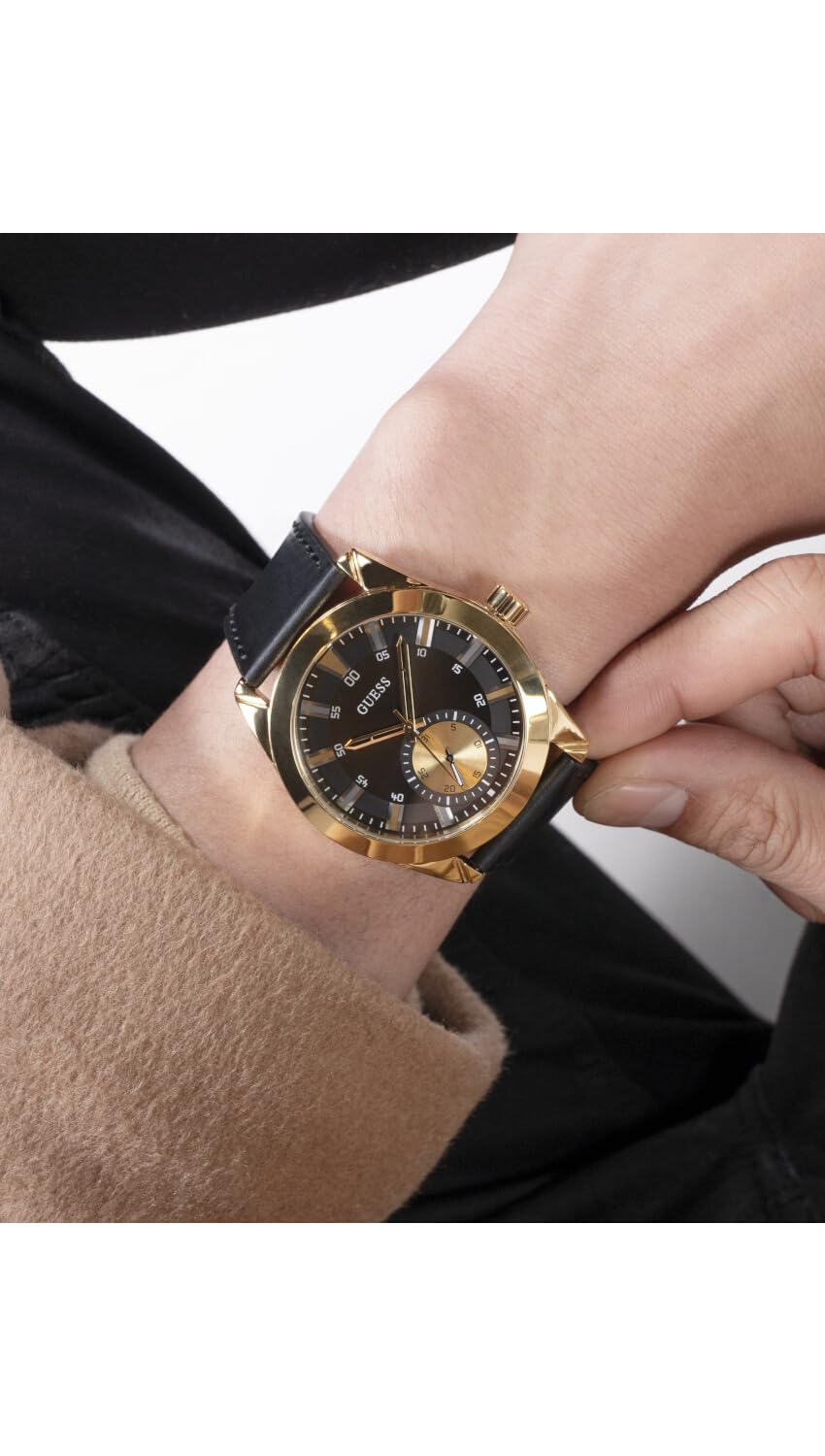 GUESS Leather Analog Black Dial Men's Watch-Gw0793G2