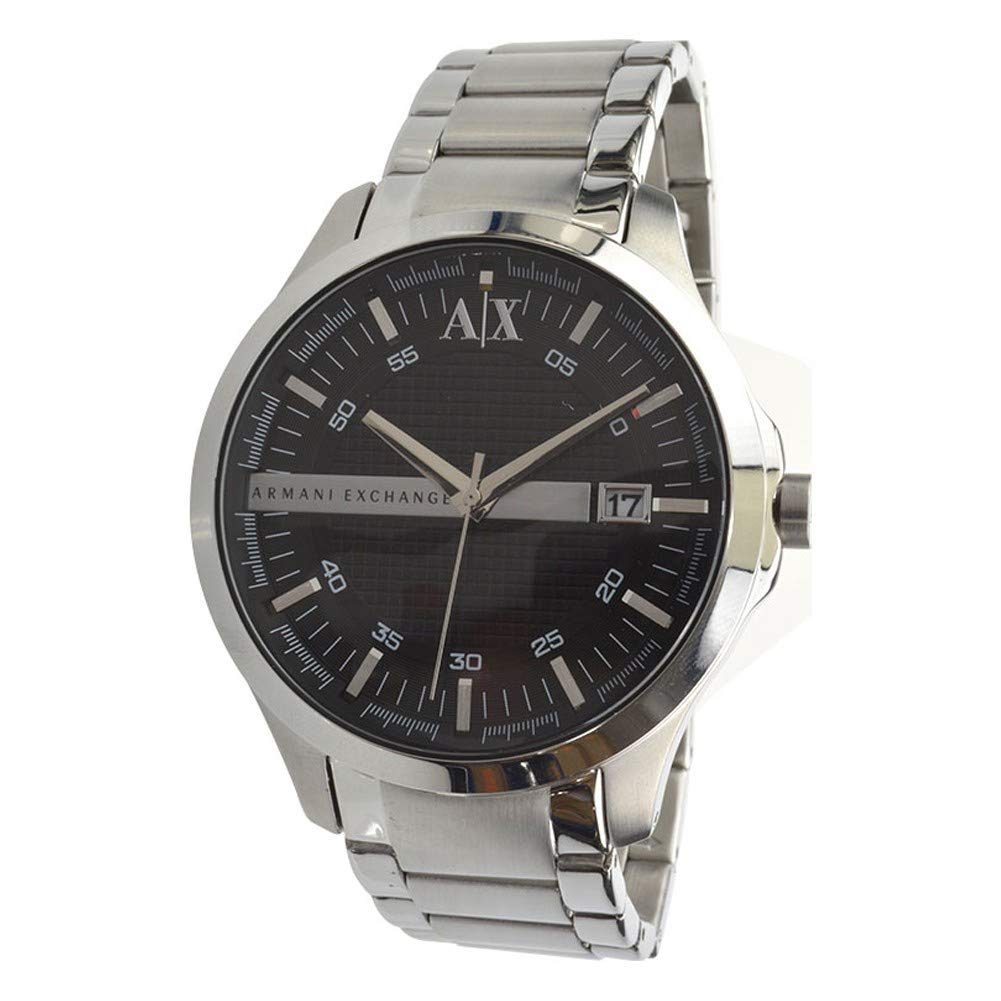 Armani Exchange Hampton Analog Black Dial Silver Band Men's Stainless Steel Watch-AX2103