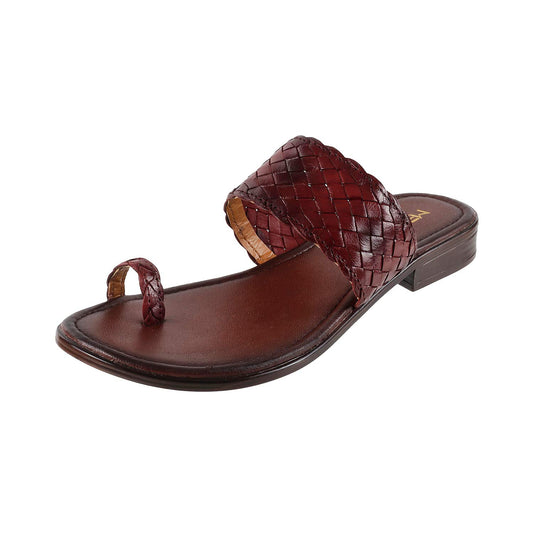 Metro Womens Leather Maron Slip Ons (Maroon) - SaumyasStore