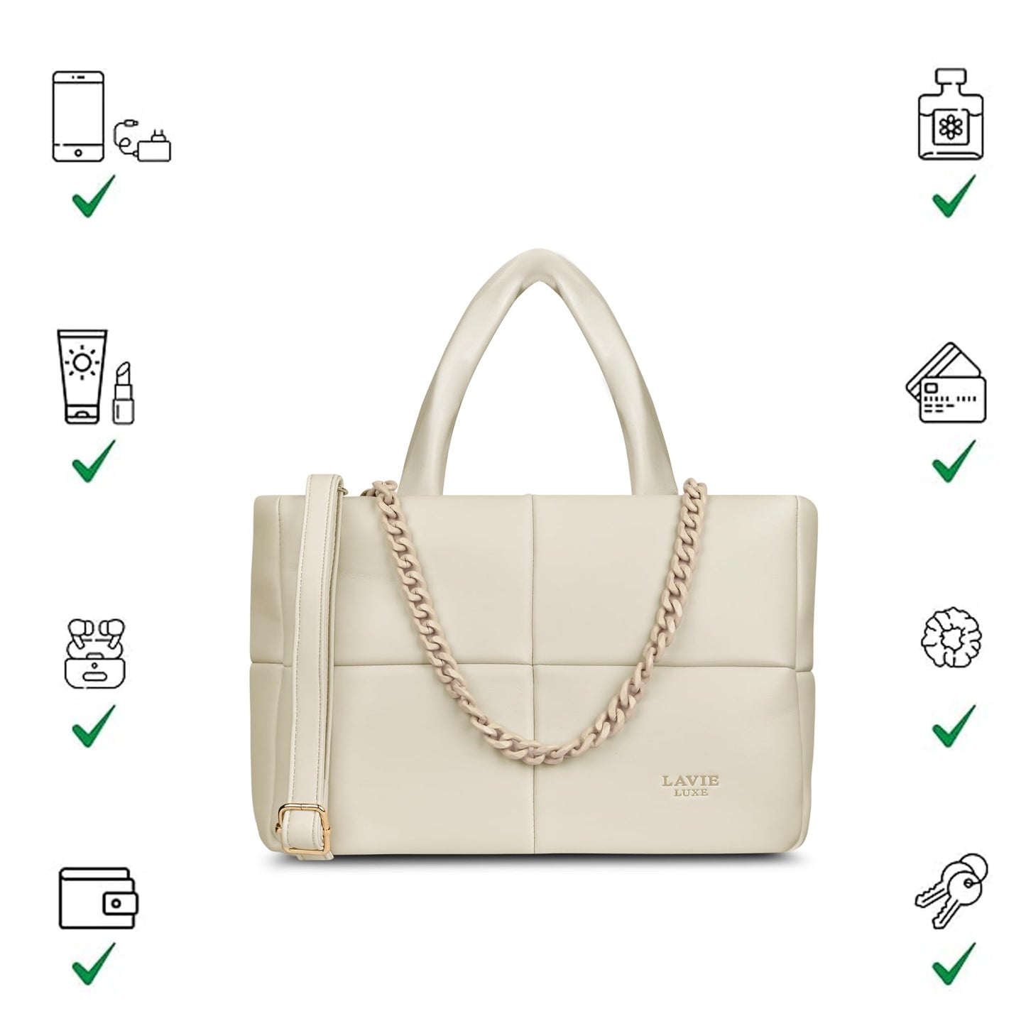 Lavie Luxe Women's Puff Tote Bag for Women | Tote Bag for Work | Ladies purse | Stylish Shoulder Bag | Gift for Women
