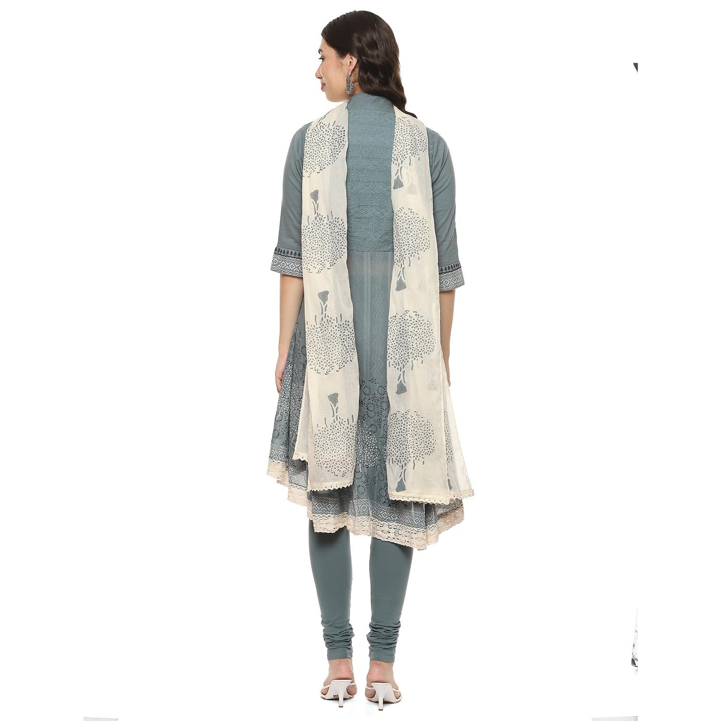 BIBA Cotton Women Solid Asymmetric Salwar Kurta Dupatta(Skdassorted2802E_Turquoise_36)