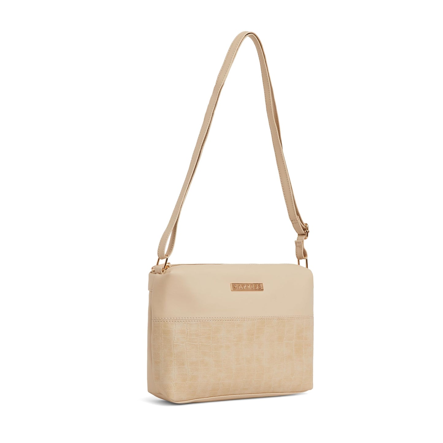 Caprese N Westwood Small Solid Crossbody Bag for Women, Stylish Sling Bag with Adjustable Strap, Trendy Spacious Crossbody Sling Bag for Girls (Beige)