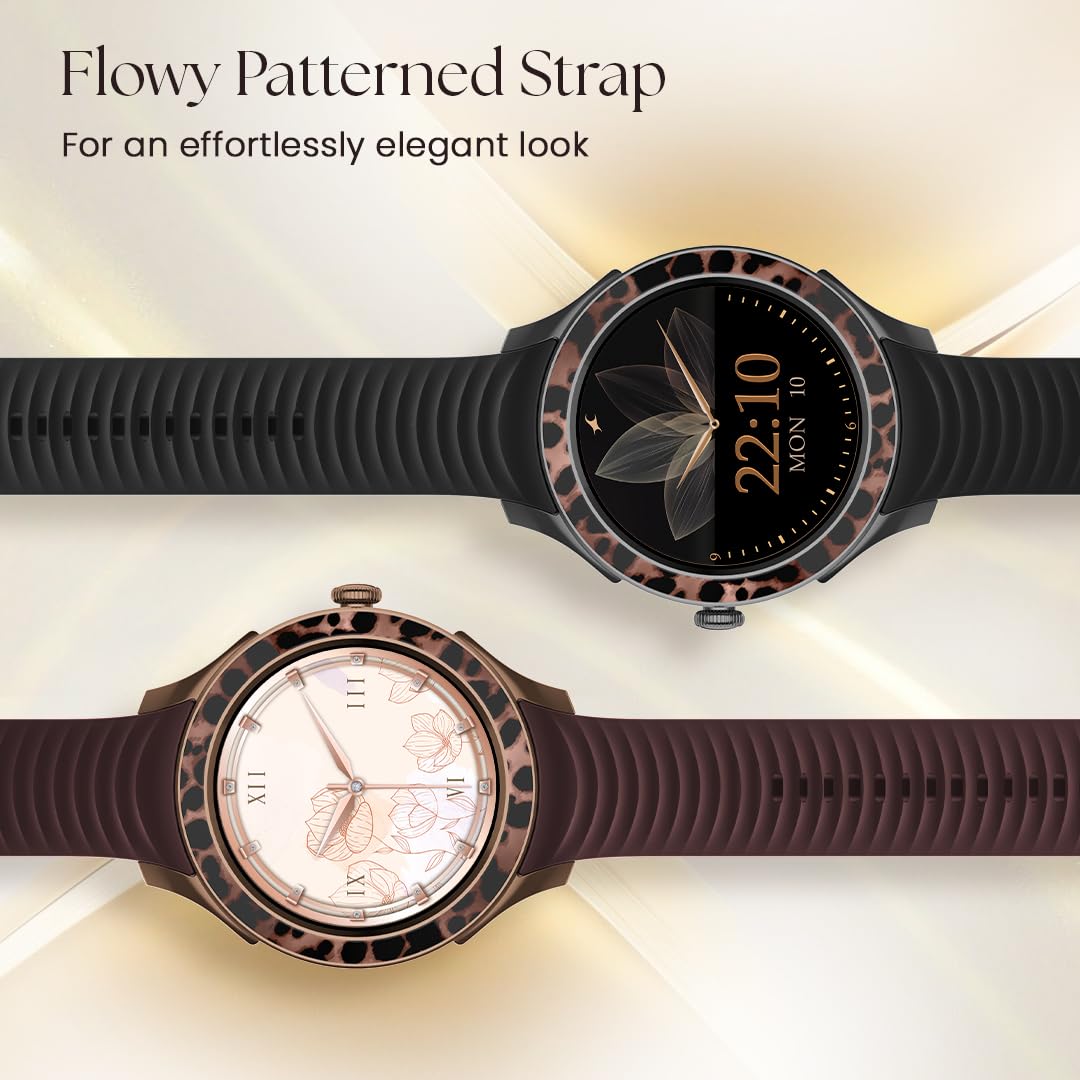 Fastrack Ella Women Smart Watch with 1.2" inch AMOLED Display,Patterned Bezel,AI Watchface & AI Chat,Functional Crown,24/7 Health Suite,BT Calling,SpO2,HRM,IP68, Multiple Menu Styles,Games- Dark Wine