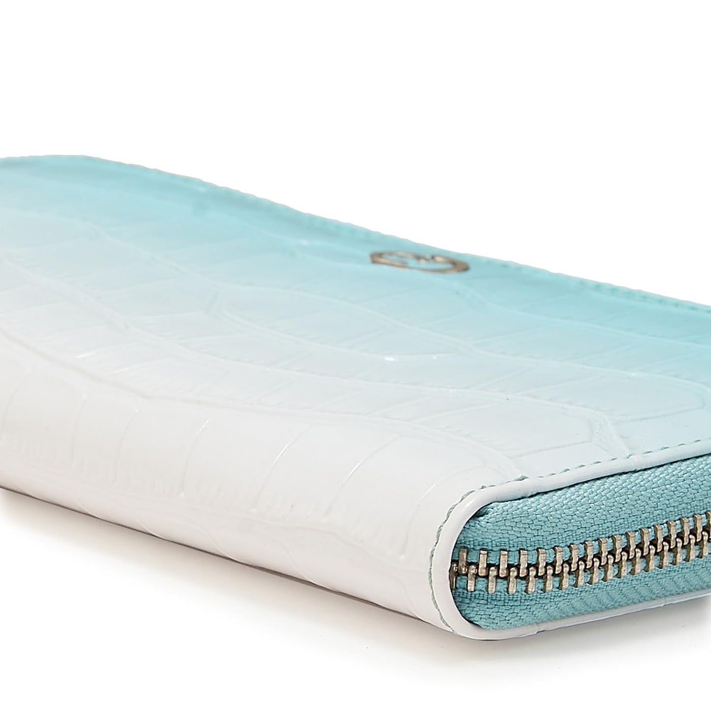 Caprese Eva Women’s Wristlet Zip Around Wallet, Large| Stylish Faux Leather Wallet with Zipper Closure | Three Compartments & Card Slots | Elegant Design for Casual & Special Occasions (Aqua Blue)