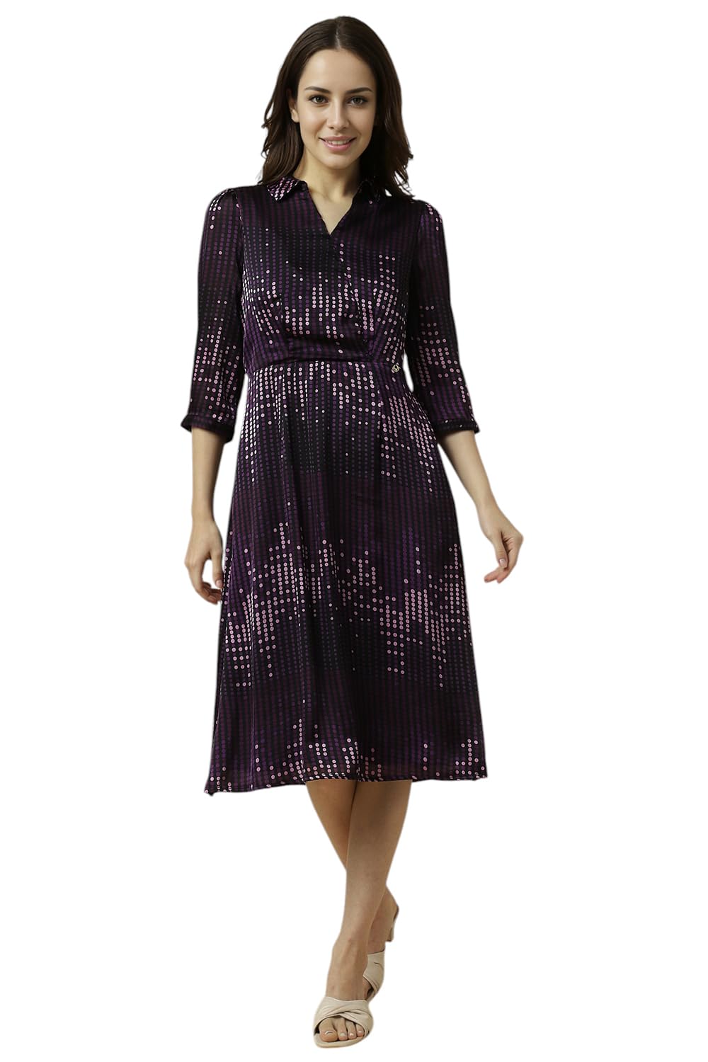 Allen Solly Women's Polyester Modern Knee-Length Dress