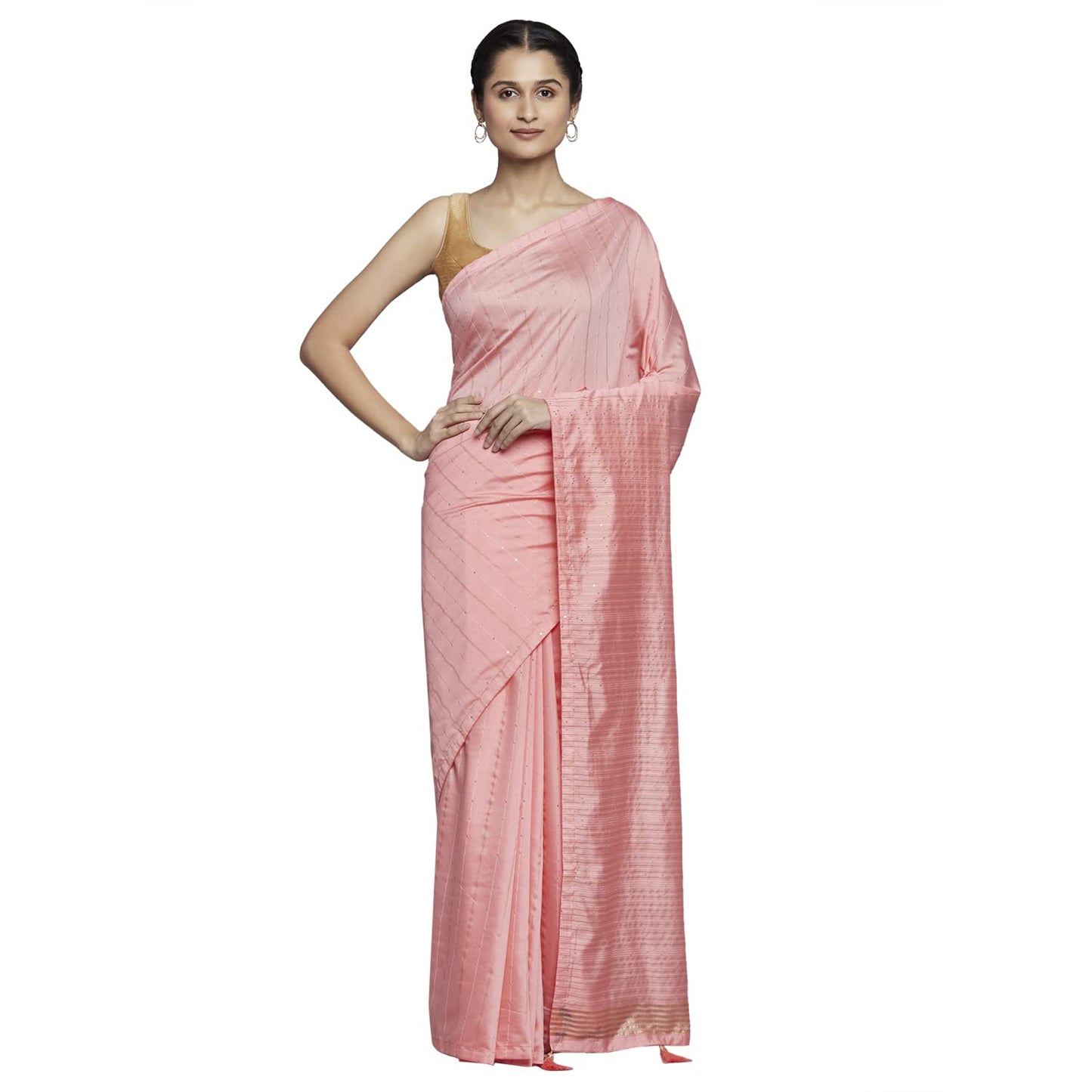 navyasa Carrot Liva Lite Pastel Embroidered Saree