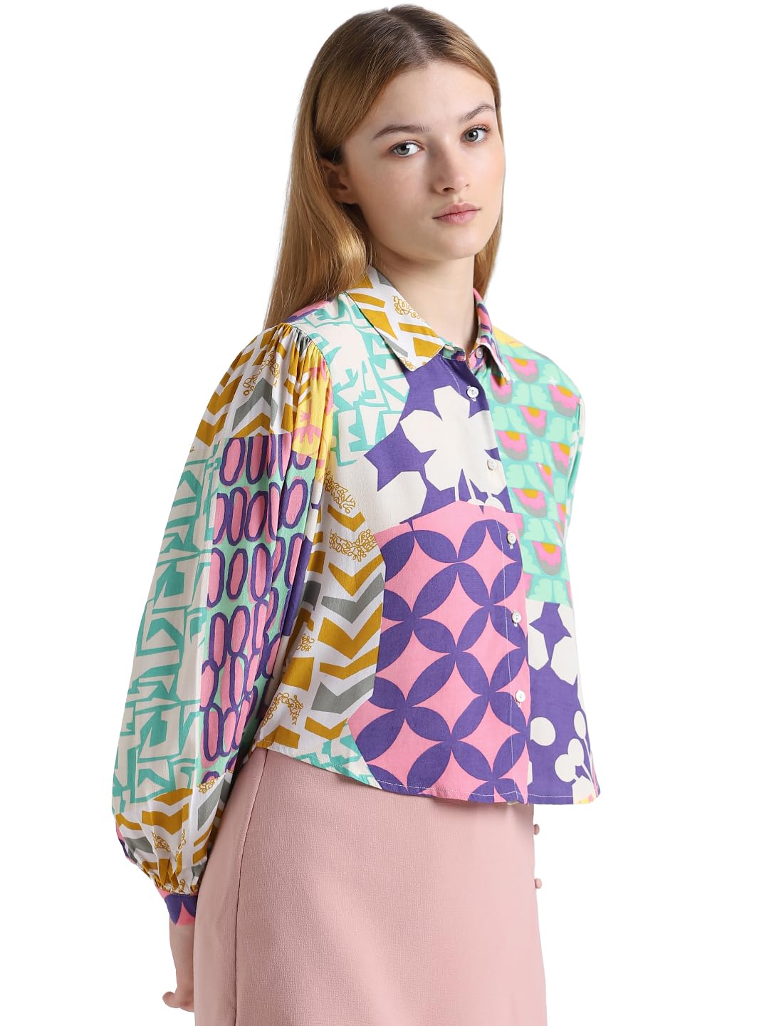 ONLY Women Printed Viscose Regular Fit Multicolor Shirt