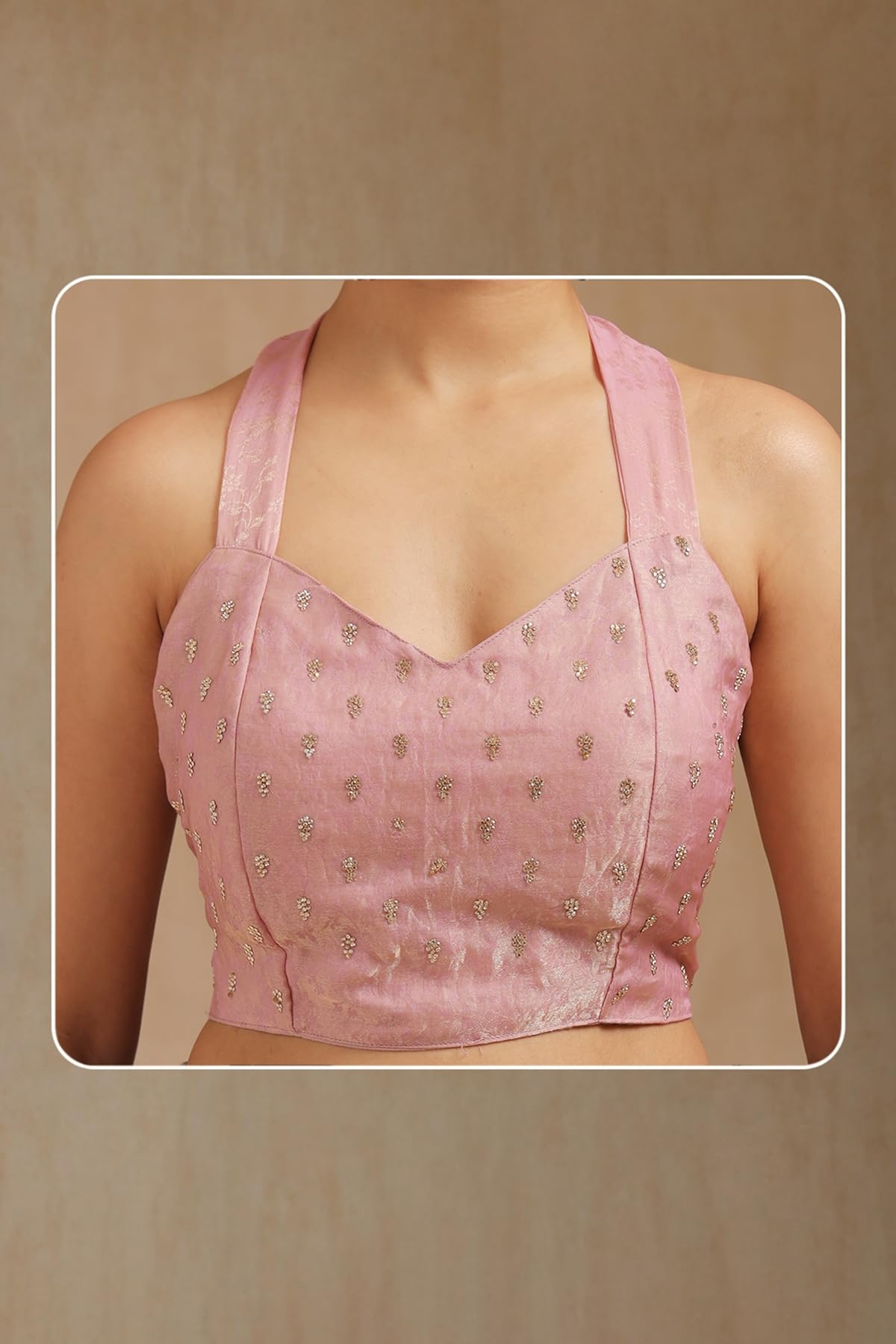 Soch Womens Blush Pink Fendy Chiffon Embellished Saree With Stone Work