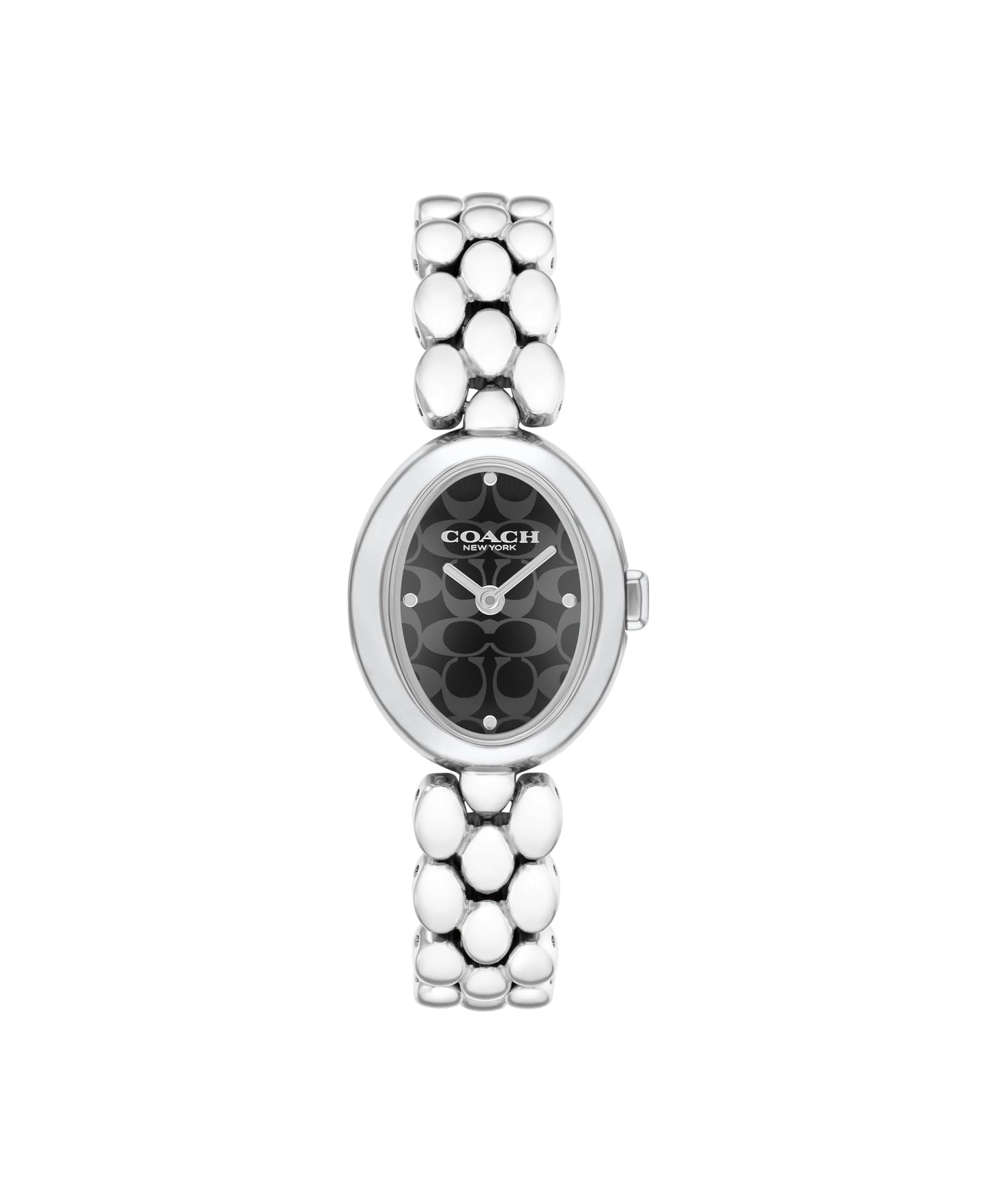 Coach Sammy Qtz Basic Black Oval Dial Women's Watch|Stainless Steel Material|Silver Color Band - 14504420